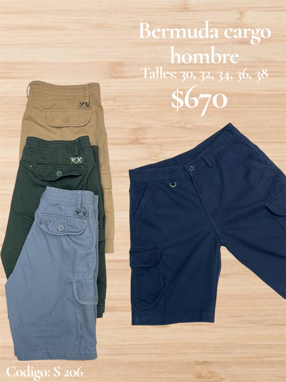 Bermuda hombre cargo S206